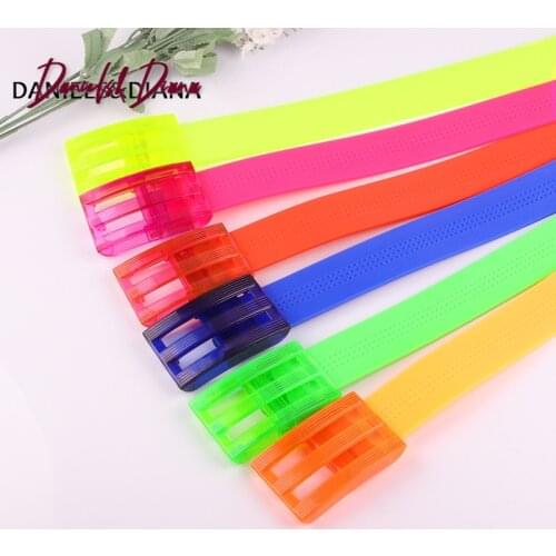 New Womens Candy Color Environmental Protection Silicone Waistband Metal-Free Hypoallergenic Trend Leather Belt