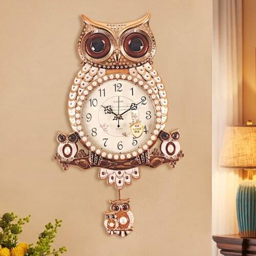 Owl pendulum living room luxury creative clock childrens room pendulum watch home bedroom high-grade silent pendulum decoration