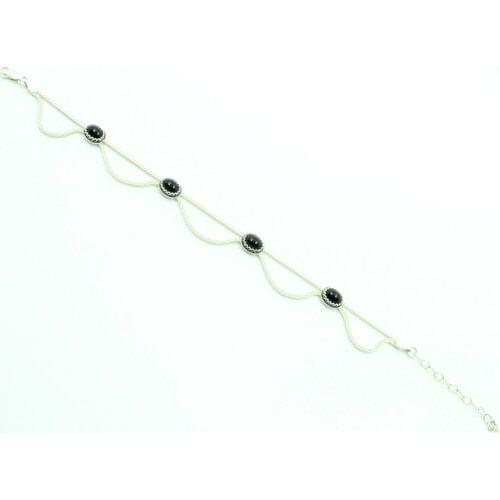 Anklets Midyat Mat Silver Anklets Black Color Stone Anklets Model Aykat Thl-05