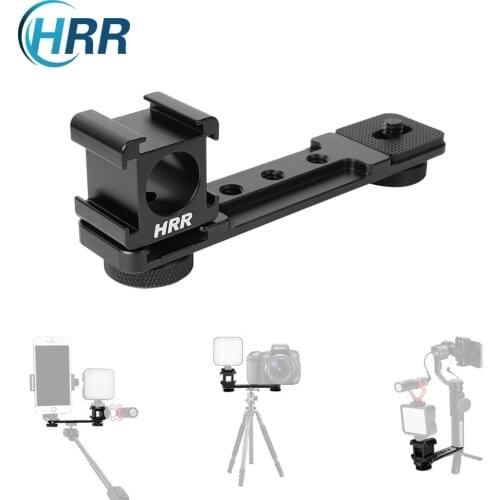 Triple Cold Shoe Extension Bar, Microphone Mount Led Light Bracket W 1/4 Adapter for GoPro DJI OSMO 3 OM4 Gimbal Tripod Monopod