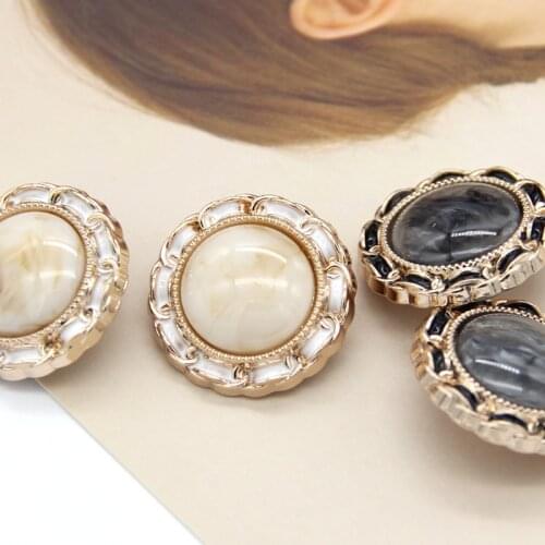 Vintage Imitation Agate Gold Metal Women Coat Buttons For Clothes Sweaters Decorative Handmade DIY Sewing Needlwork Wholesale