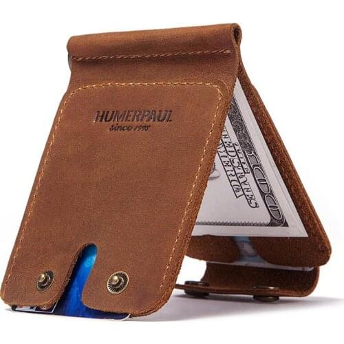 Vintage Card Holder Genuine Leather High Quality Casual Money Clip ID Card Business Card Bank Card Case Holder Leisure 2021 New