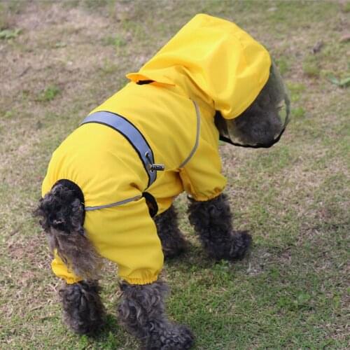 Waterproof Puppy Raincoat Dog Breathable Clothes Outdoor Pet Rain Jacket Outfit Pet Jumpsiut Four-Legged Rain Jacket