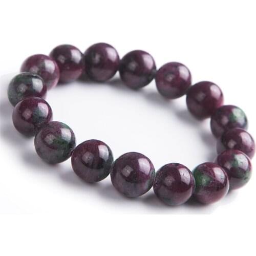 13mm Genuine Natural Zoisite Gem Stone Crystal Round Bead Stretch Charm Bracelets For Women