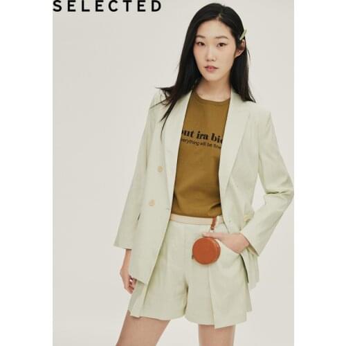 SELECTED Womens Mint Green Loose Casual Linen Casual Blazer S|420272506