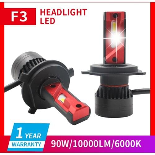 1 Set H11 F3 Car LED Headlight 9003 H7 H8 H9 H4 9005 9006 HB3/4 9012 HIR2 90W 10000LM G-XP Chips Turbo Fan 6K Front Lamps Bulbs