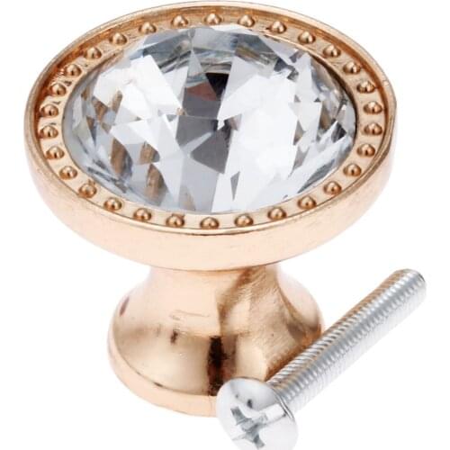 1 Pc 33*31mm Crystal Glass Cupboard Cabinet Pull Handles Round Dresser Drawer Chest Box Wardrobe Closet Door Knobs Home Hardware