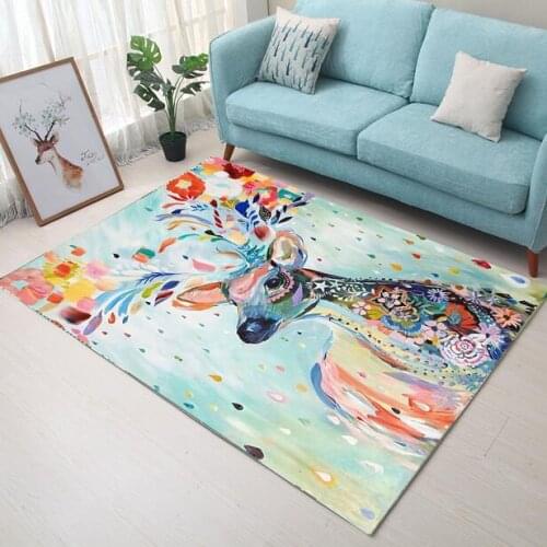 100*160cm Super Soft Flannel Abstract hand drawed Elk Carpet baby crawling pad thicken play mat tapis Non-slip rug blanket