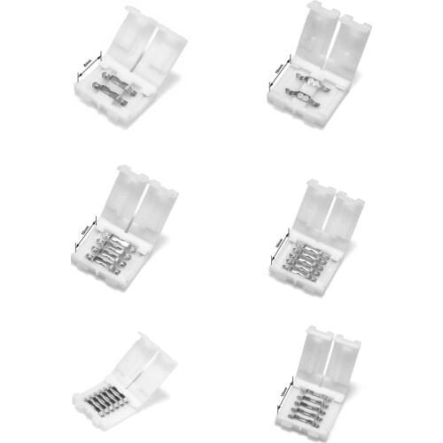 100pcs LED Strip Connector 2pin 3pin 4pin 5pin 6pin LED Connector For 5050 3528 WS2812B Single Color RGB RGBW RGBWW Strip Light