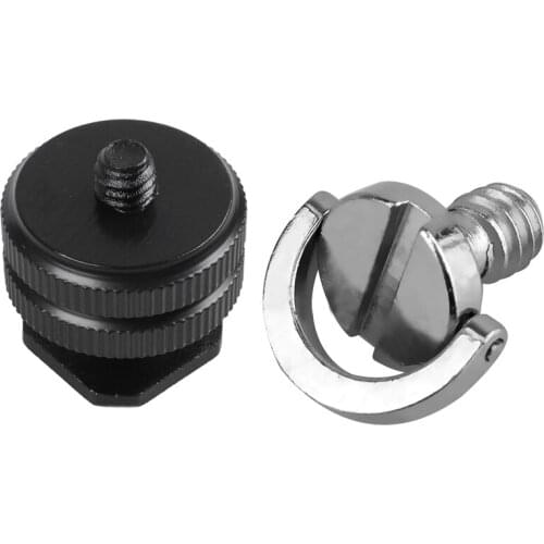 1x Durable Pro 1/4 Mount Adapter F Threaded Tripod Sled Flash Hot Shoe Black & 5 Pack 1/4Inch Quick Release Plate Mounting Screw