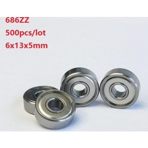 500pcs/lot 686ZZ 686 ZZ 6x13x5mm Deep Groove Ball Bearings Miniature mini bearing Double metal cover 6*13*5mm
