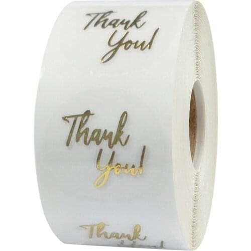 500 pcs/roll Clear Gold Foil Thank You Stickers For Small Business 1inch Wedding Pretty Gift Xmas Cards Envelope Sealing Sticker