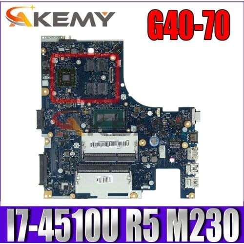 Akemy For Lenovo G40-70 Laptop Motherboard ACLU1/ACLU2 NM-A271 MAIN BOARD I7-4510U CPU R5 M230 Video card