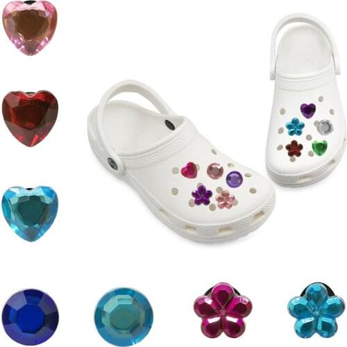 1pcs Crystal Acrylic Shoe Charms Adult Accessories Gem Decorations Flower Heart Shap Constellation Jibz Ornaments Kids Gift