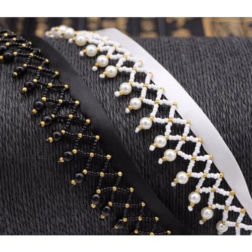 Free Shipping 10Yards/lot Tassel Lace Fringe Pearl Trims Beaded Ribbon For Sewing Curtain Hair Accessories Lace Decoration