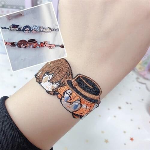 Handmade Bungo Stray Dogs Anime Cosplay Props Embroidery Bracelet Wristlet Bungou Sutorei Doggusu Osamu Dazai Wristband Gift