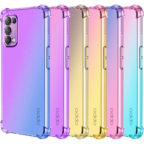 For OPPO Reno 6 5 4 Pro A94 A74 F19 F17 Pro Luxury Shockproof Gradient Silicone Soft TPU Case Ultra Thin Slim Cover