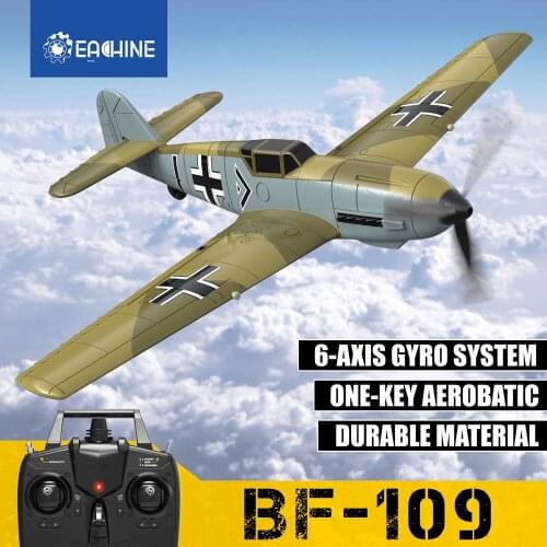 Eachine BF109 RC Airplane 2.4GHz 4CH 400mm Wingspan 6-Axis One Key U-Turn Aerobatic Xpilot Stabilization System EPP Mini RTF Toy