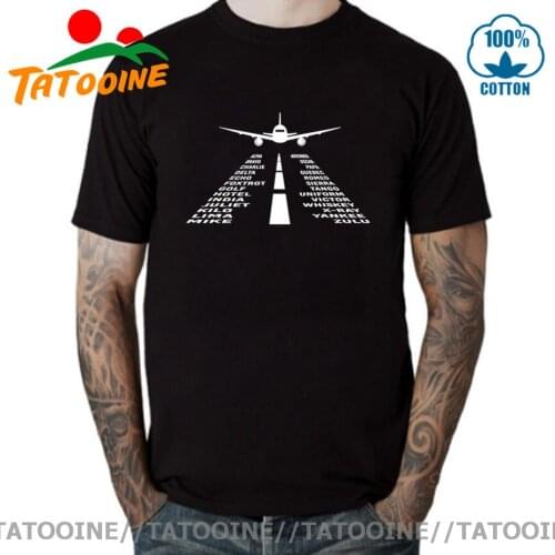 Airplane Pilot T Shirt Male Latest Tshirt Home Wear High Quality Phonetic Alphabet T-Shirt Men Short Sleeve Cotton Cool Dad Tees