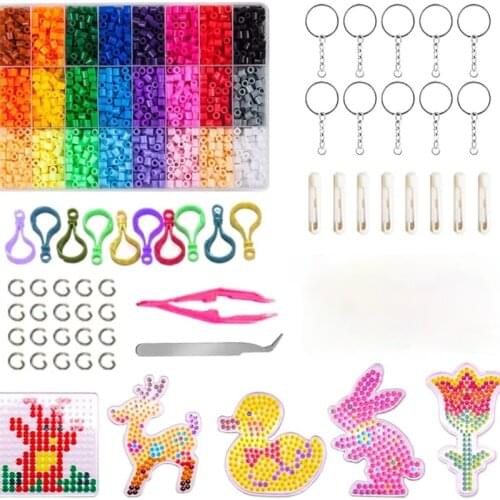 JINLETONG Fuse Beads Kit 4000pcs Iron Beads 5mm for Kids DIY Beads Sets 5 Patterns Pegboards Ironing Papers Kids DIY Set
