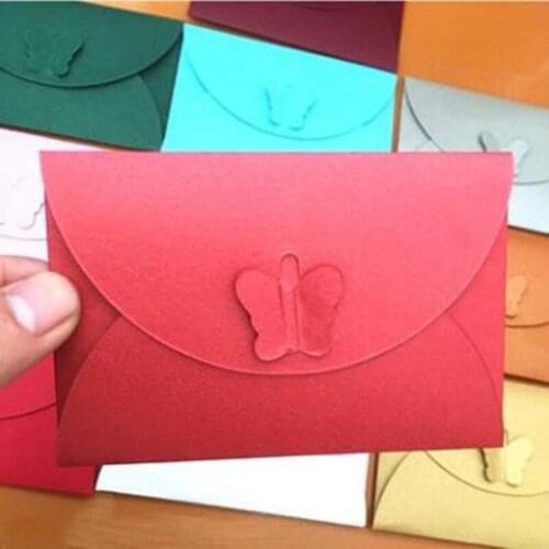 10PCS/LOT Colored Butterfly Buckle Kraft Paper Envelopes Simple Love Retro Buckle Decorative Envelope Small Paper Envelope