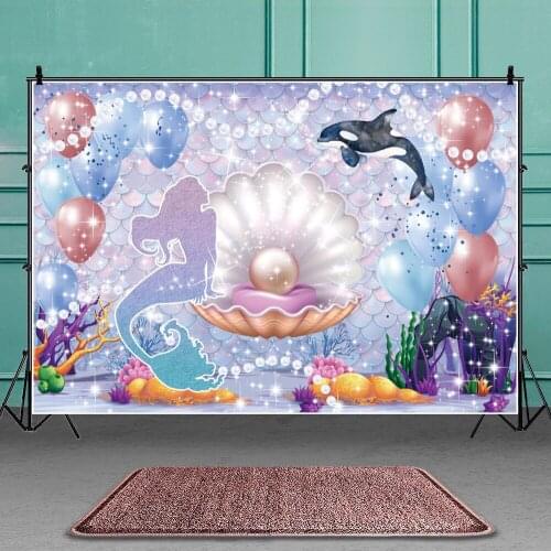 Beautiful Sea Fairy Tale Mermaid Background for Portrait Photography Birthday Decors Backdrops Photocall Studio Accessories