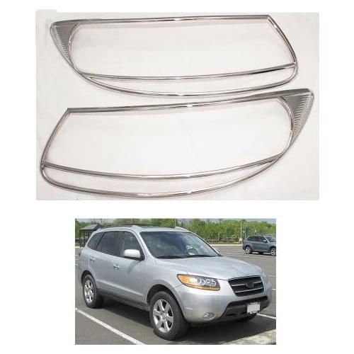 2pcs ABS HEAD LAMP COVER Car Chrome Strips for Hyundai Santa Fe 2009 2010 2011 2012 Headlight Head Light Lamp Cover