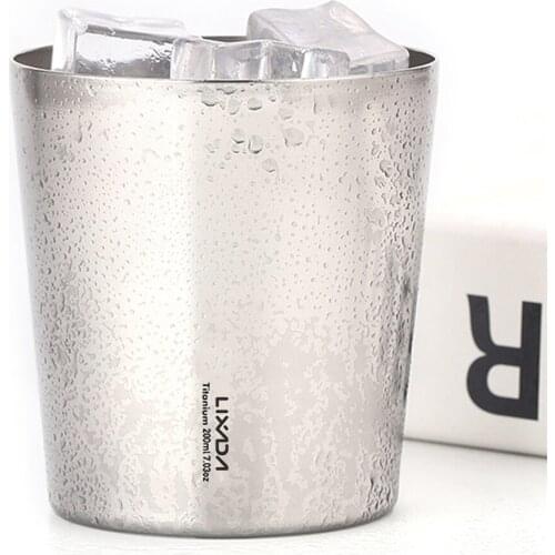 Lixada 200ml Titanium Double Wall Insulated Water Cup Home Outdoor Camping Hiking Picnic Tea Cup Coffee Mug Tea Cup Tableware
