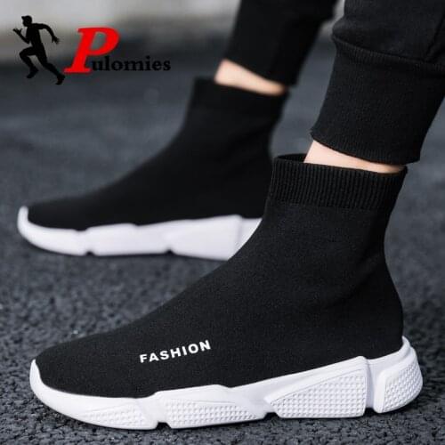 PULOMIES Men and Womens Running Shoes Tennis Sport Sneakers Ankle Boots High-cut Casual Shoes Men Walking Trainer Shoes Size 47