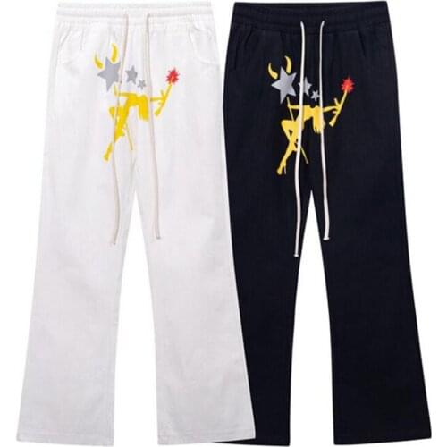 Mens Hi Street Vibe Hip Hop Jogger Pants Pattern Printed Streetwear Sweatpants Personality Harem Trousers Elastic Waist