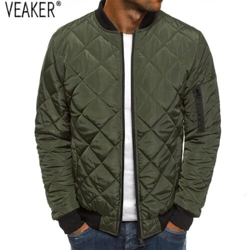 2019 New Mens Thin Down Jackets Coat Green Black Slim Fit bomber jacket Male Autumn Casual Coats Outerwear S-3XL