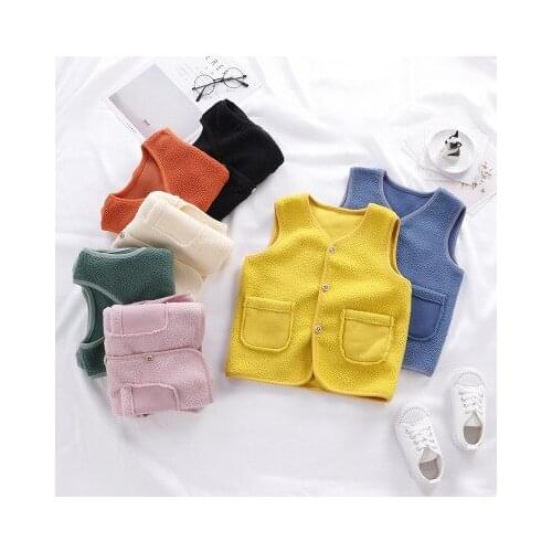 New Childrens Polar Fleece Vest Autumn and Winter Thickened Baby Baby Cardigan Sweater Toddler Boys Solid Waistcoat Baby Tops