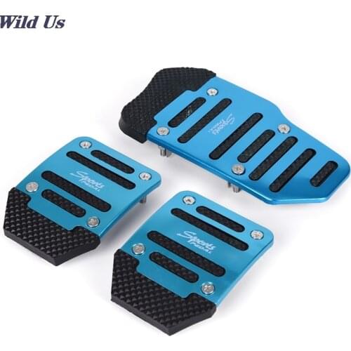 New 3pcs Aluminium Alloy Foot Treadle Cover Pad Car Auto Vehicle Non-slip Pedal Blue Car Accessories
