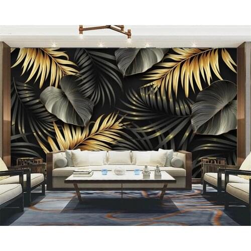Beibehang Customize new Nordic hand-painted tropical plant leaf line light luxury TV background wallpaper wall papers home decor