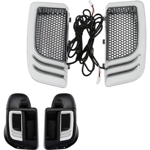 Motorcycle Fairing Lower Grills LED Turn Signal For Harley Touring Road Glide Street Glide Road King Electra Glide 2014-2021