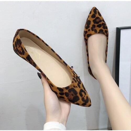 Sexy Luxury Leopard Flat Shoes New Fashion Classic Flats Casual Pointed Toe Slip On Shoes Women Spring Summer Office Lady Shoes