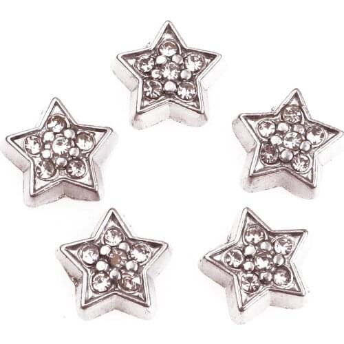 40pcs F1068 Five-pointed star Rhinestone Floating charms Zinc Alloy Suitable for Floating Locket DIY Jewelry Pendant Necklace