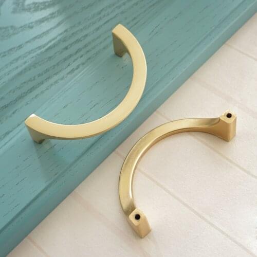 3.75" Semicircular Brass Door Handles Zinc Alloy Drawer Pulls Wardrobe Kitchen Cabinet Handles 96mm Simple Modern Furniture Pull