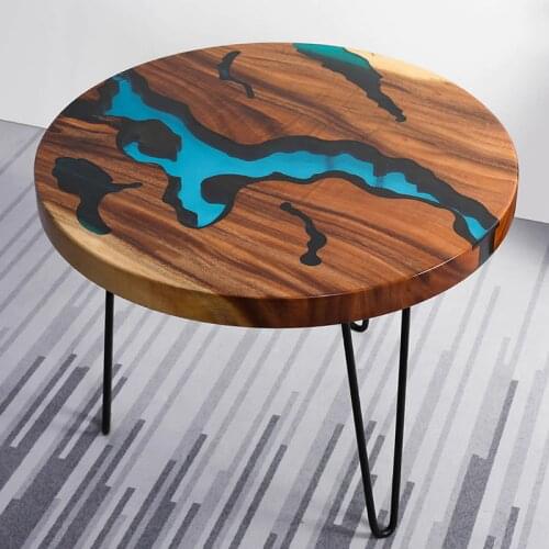 Custom Resin River Table Round Small Living Room Table Coffee Table Wood Slab Coffee Round Epoxy Resin Table Top