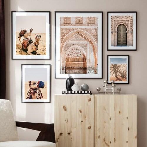 Trendy Monaco Boho Gallery Camel Desert Travel Poster Canvas Paintings Wall Art Pictures Poster Print Living Room Home Decor