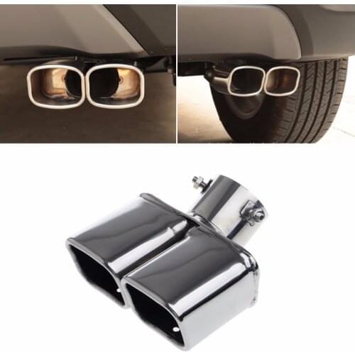 Universal Stainless Steel Car Rear Round Exhaust Dual Pipe Tail Throat Muffler 158x67mm