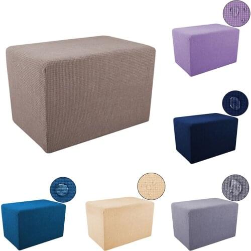 Waterproof Polar Fleece Ottoman Slipcovers Stretch Footrest Sofa Slipcovers Footstool Covers Storage Protector Covers S/M/L