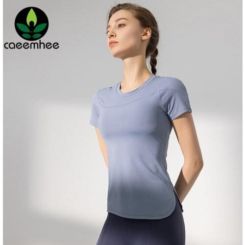 CAEEMHEE Women Workout T Shirts Short Sleeve Fitness Shirts Slim Breathable Tight Gym Yoga Top Tees Running Sports T-shirt
