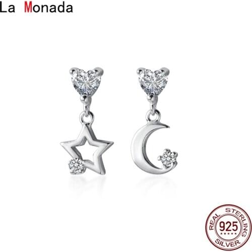 La Monada Moon Women Stud Earrings Korean 925 Sterling Silver Earrings For Women Jewelry Star Hanging womens Earrings Stylish