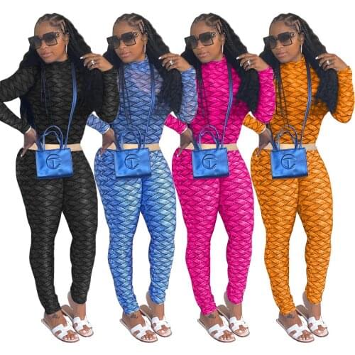 Echoine Plaid print long sleeve crop tops leggings two pieces set autumn women T-shirts Legging Pants Fitness Tracksuit Outfits