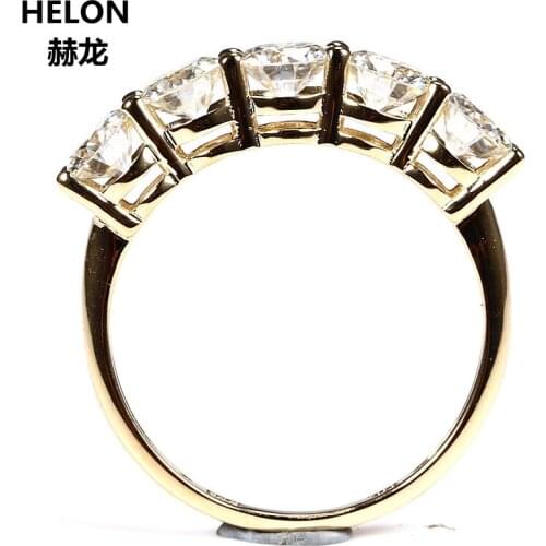 4.5mm Round Moissanites Ring Solid 14K Yellow Gold VVS/ F-G Lab Grown Moissanites Diamond Engagement Ring Women Wedding Band