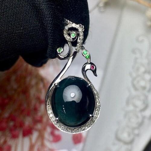 Fine Jewelry Real 18 K White Gold 100% Natural Blue Tourmaline 7.6ct Female Diamonds Gemstone Diamond Womens Pendants Necklaces