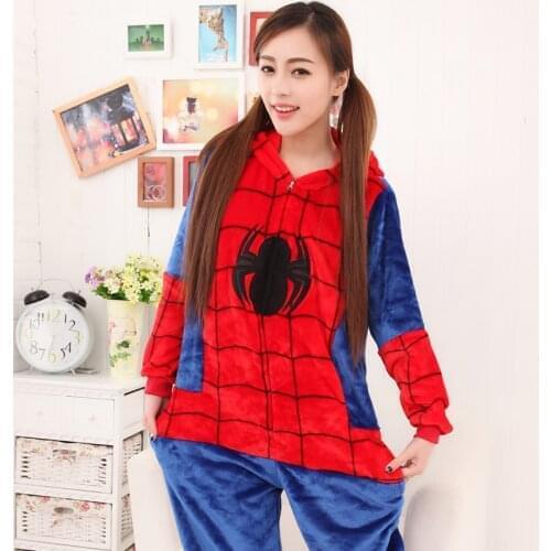 Kigurumi Spider Pajama Adult Animal Onesie Women Men Couple 2020 Winter Pajamas Suit Sleepwear Flannel Pijamas