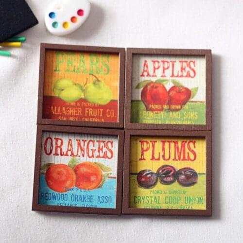 1/12 Dollhouse Miniature Vintage Frame Mural Wall Painting for Dolls House Living Room Bedroom Furniture Decor Toys