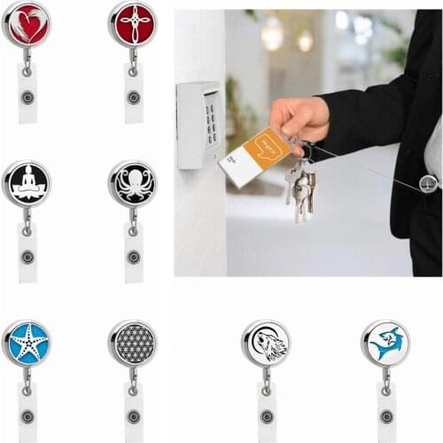 BJ-9 starfish 316L stainless steel Badge Holder Essential Oil Diffuser Locket Name Tag Alligator Clip Holder Free 10pcs pads